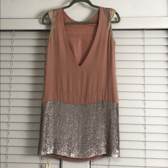 Peach sequin party dress 100% silk - Picture 4 of 4